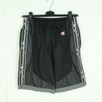 Vintage CHAMPION Sportshorts Gr. L schwarz grau mit Logo Stickerei Shorts