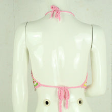 Laden Sie das Bild in den Galerie-Viewer, Boho Stricktop Gr. Einheitsgröße rosa mehrfarbig Häkeltop mit Perlen NEU