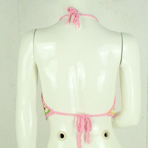 Boho Stricktop Gr. Einheitsgröße rosa mehrfarbig Häkeltop mit Perlen NEU