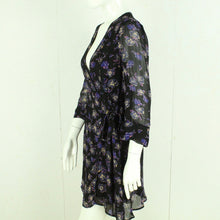 Laden Sie das Bild in den Galerie-Viewer, Second Hand GANNI Wickelkleid Gr. 36 schwarz mehrfarbig geblümt Kleid (*)