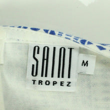 Laden Sie das Bild in den Galerie-Viewer, Second Hand SAINT TROPEZ Kleid Gr. M weiß blau gemustert (*)