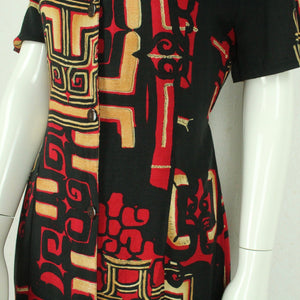 Vintage Kleid Gr. M schwarz mehrfarbig gemustert