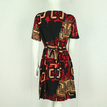 Laden Sie das Bild in den Galerie-Viewer, Vintage Kleid Gr. M schwarz mehrfarbig gemustert