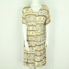 Laden Sie das Bild in den Galerie-Viewer, Vintage Midikleid Gr. M beige braun gemustert Kleid