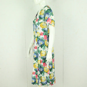 Vintage Midikleid Gr. L weiß mehrfarbig geblümt Kleid