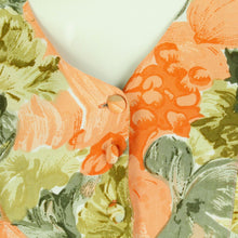 Laden Sie das Bild in den Galerie-Viewer, Vintage Midikleid Gr. M orange mehrfarbig geblümt Kleid