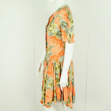 Laden Sie das Bild in den Galerie-Viewer, Vintage Midikleid Gr. M orange mehrfarbig geblümt Kleid