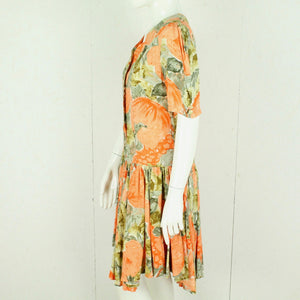 Vintage Midikleid Gr. M orange mehrfarbig geblümt Kleid