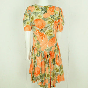 Vintage Midikleid Gr. M orange mehrfarbig geblümt Kleid
