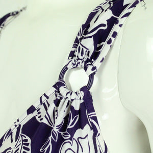 Vintage Midikleid Gr. L lila weiß gemustert Kleid