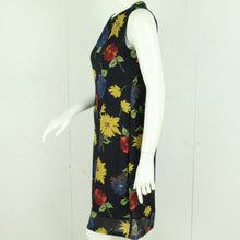 Laden Sie das Bild in den Galerie-Viewer, Vintage Midikleid Gr. S schwarz mehrfarbig geblümt Kleid