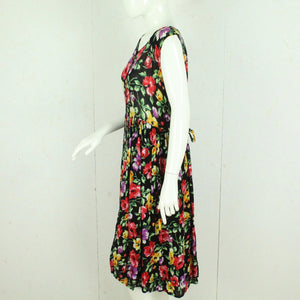 Vintage Maxikleid Gr. L schwarz mehrfarbig geblümt Kleid