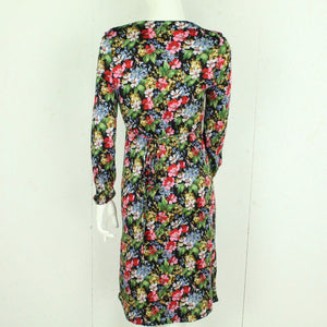 Vintage Midikleid Gr. S schwarz mehrfarbig geblümt Slip Dress Kleid