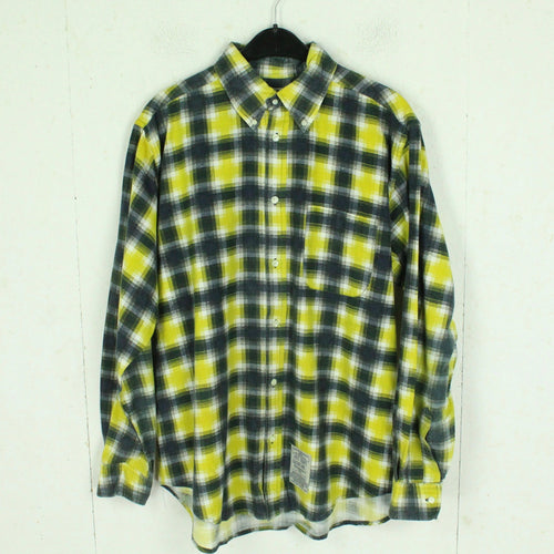 Vintage Flanellhemd Gr. XL gelb blau kariert Flanell