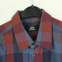 Laden Sie das Bild in den Galerie-Viewer, Vintage Flanellhemd Gr. L blau rot kariert Flanell