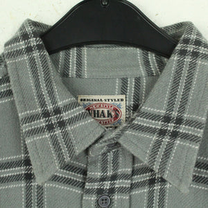 Vintage Flanellhemd Gr. L grau weiß kariert Flanell