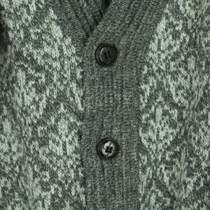 Vintage Cardigan mit Wolle Gr. L grau Crazy Pattern Strickjacke