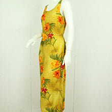 Laden Sie das Bild in den Galerie-Viewer, Vintage Maxikleid Gr. S ocker bunt geblümt gemustert Kleid
