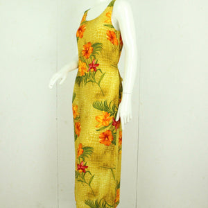 Vintage Maxikleid Gr. S ocker bunt geblümt gemustert Kleid