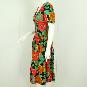 Vintage Midikleid Gr. S schwarz bunt geblümt Kleid