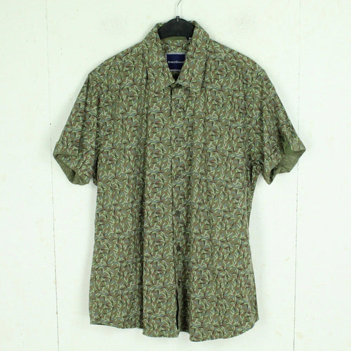 Vintage 90s Hemd Gr. L grün mehrfarbig gemustert kurzarm