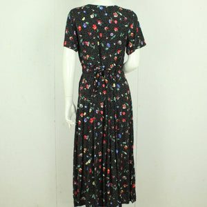 Vintage Maxikleid Gr. M schwarz bunt geblümt gepunktet Kleid