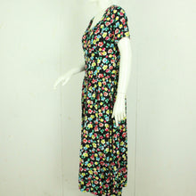 Laden Sie das Bild in den Galerie-Viewer, Vintage Maxikleid Gr. S schwarz bunt geblümt Kleid