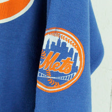Laden Sie das Bild in den Galerie-Viewer, Vintage Hoodie Gr. L blau orange mit METS NEW YORK Print