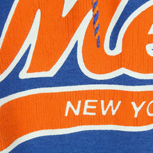 Laden Sie das Bild in den Galerie-Viewer, Vintage Hoodie Gr. L blau orange mit METS NEW YORK Print