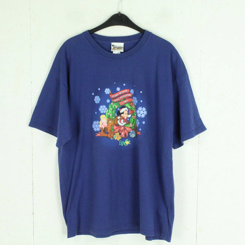Vintage WALT DISNEY T-Shirt Gr. XL blau mit Print Mickey Mouse