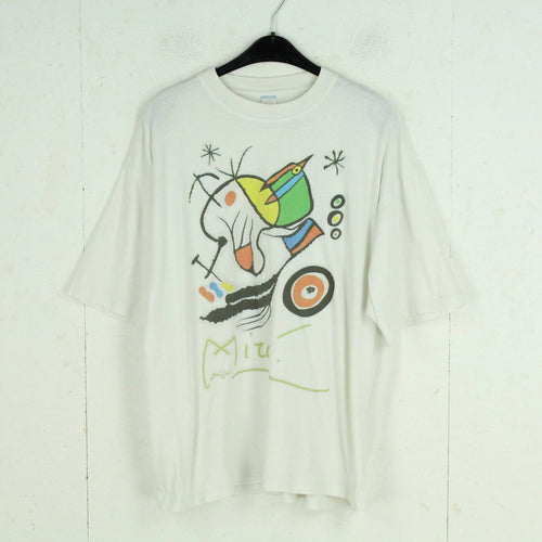 Vintage T-Shirt Gr. XXL weiß mit Print Miro Kunstwerk
