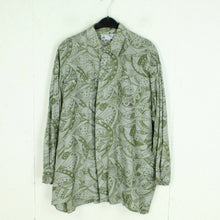 Laden Sie das Bild in den Galerie-Viewer, Vintage 90s Seidenhemd Gr. XL grau grün Crazy Pattern Seide