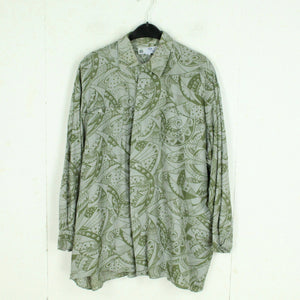 Vintage 90s Seidenhemd Gr. XL grau grün Crazy Pattern Seide