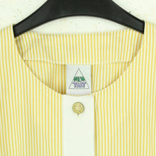 Laden Sie das Bild in den Galerie-Viewer, Vintage Bluse Gr. M gelb weiß gestreift kurzarm