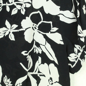 Vintage Bluse Gr. M schwarz weiß geblümt kurzarm