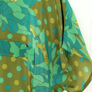 Vintage Bluse Gr. M oliv mehrfarbig Crazy Pattern kurzarm
