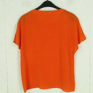Vintage Bluse mit Seide Gr. M orange uni kurzarm