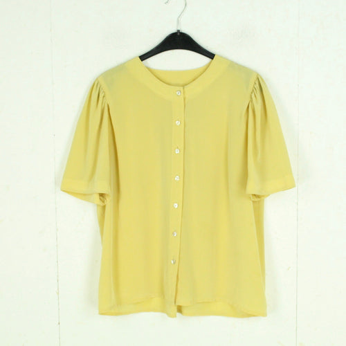 Vintage Bluse Gr. L gelb uni kurzarm 