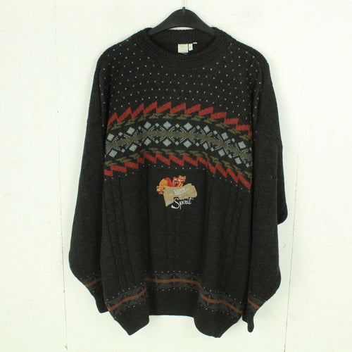 Vintage Pullover mit Wolle Gr. XL mehrfarbig Crazy Pattern Strick