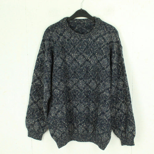 Vintage Pullover mit Wolle Gr. L mehrfarbig Crazy Pattern Strick