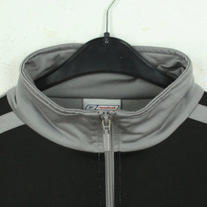Vintage REEBOK Trainingsjacke Gr. L grau schwarz Sportswear mit Logo Stitching