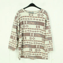 Laden Sie das Bild in den Galerie-Viewer, Vintage Sweatshirt Gr. L beige mehrfarbig gemustert Aztek Style