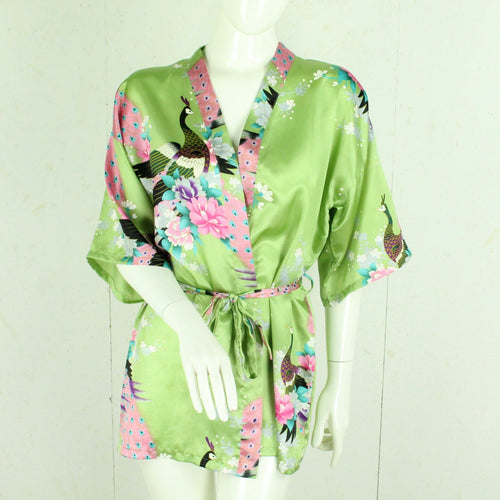 Vintage Kimono Gr. M grün mehrfarbig geblümt