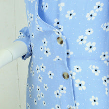 Laden Sie das Bild in den Galerie-Viewer, Second Hand Midikleid Gr. M blau weiß schwarz geblümt (*)