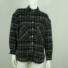 Laden Sie das Bild in den Galerie-Viewer, Second Hand ONLY Hemdjacke Gr. M schwarz weiß gemustert Glitzer Jacke (*)