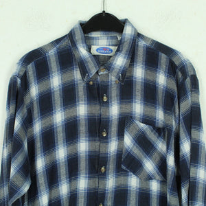 Vintage Flanellhemd Gr. L blau grau weiß mehrfarbig kariert Hemd