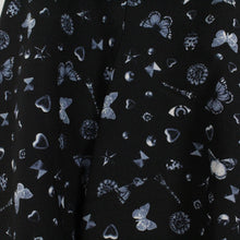 Laden Sie das Bild in den Galerie-Viewer, Second Hand NAF NAF Kleid Gr. 36 dunkelblau schwarz weiß gemustert (*)