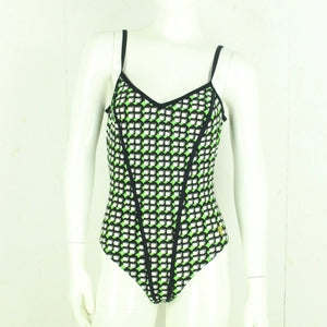 Vintage TRIUMPH Badeanzug Gr. L schwarz grün mehrfarbig Crazy Pattern 80s 90s Beachwear