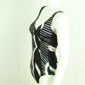 Vintage Badeanzug Gr. M schwarz weiß Crazy Pattern 80s 90s Beachwear