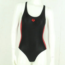Laden Sie das Bild in den Galerie-Viewer, Vintage ARENA Badeanzug Gr. S schwarz rot Sport Y2K 00er Beachwear
